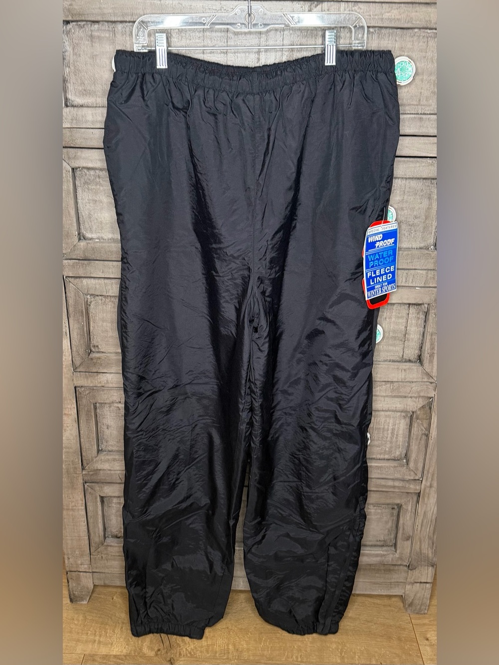 Alpine Ski Men's Black Snow Pants Fleece Lined Windproof Waterproof Size XL